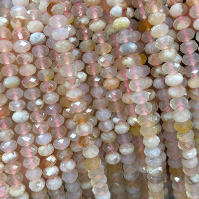 Blossom Agate Rondelle Faceted Beads 5x8mm 15''