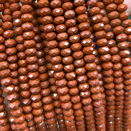Red Jasper Rondelle Faceted Beads 5x8mm 15''