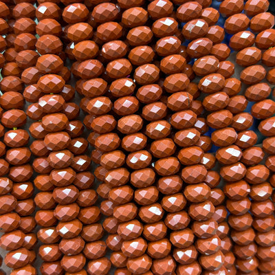 Red Jasper Rondelle Faceted Beads 5x8mm 15''