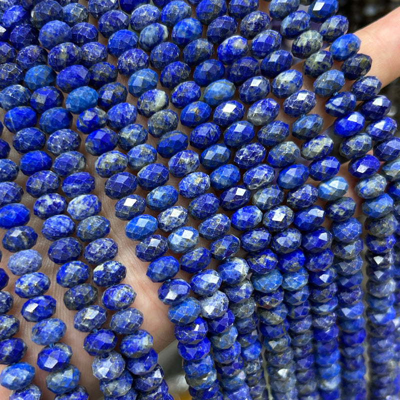Lapis Lazuli Rondelle Faceted Beads 5x8mm 15''