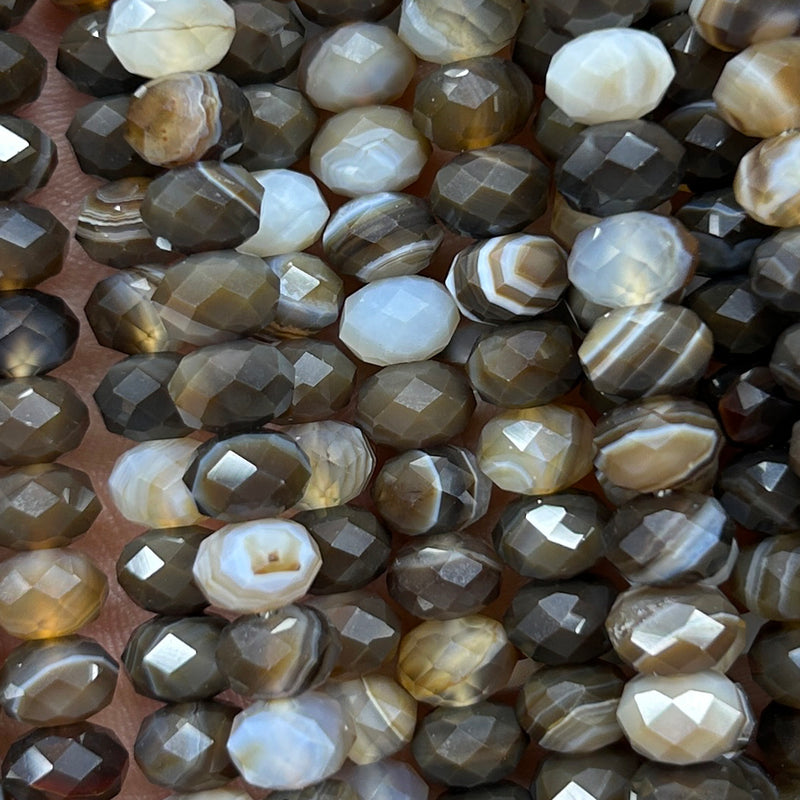 Brown Agate Rondelle Faceted Beads 5x8mm 15''