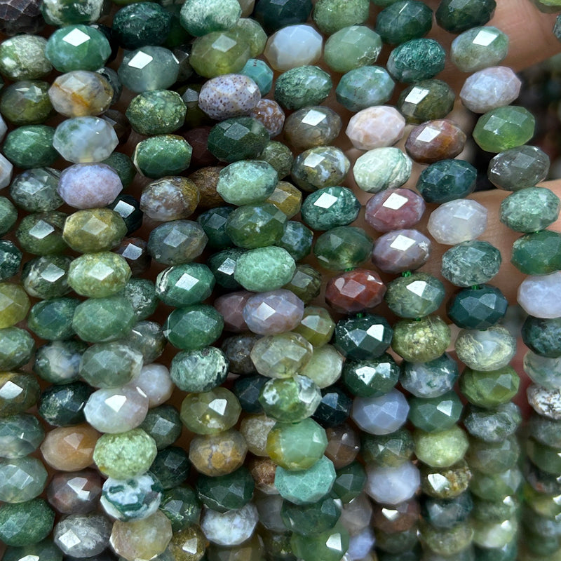 Indian Agate Rondelle Faceted Beads 5x8mm 15''