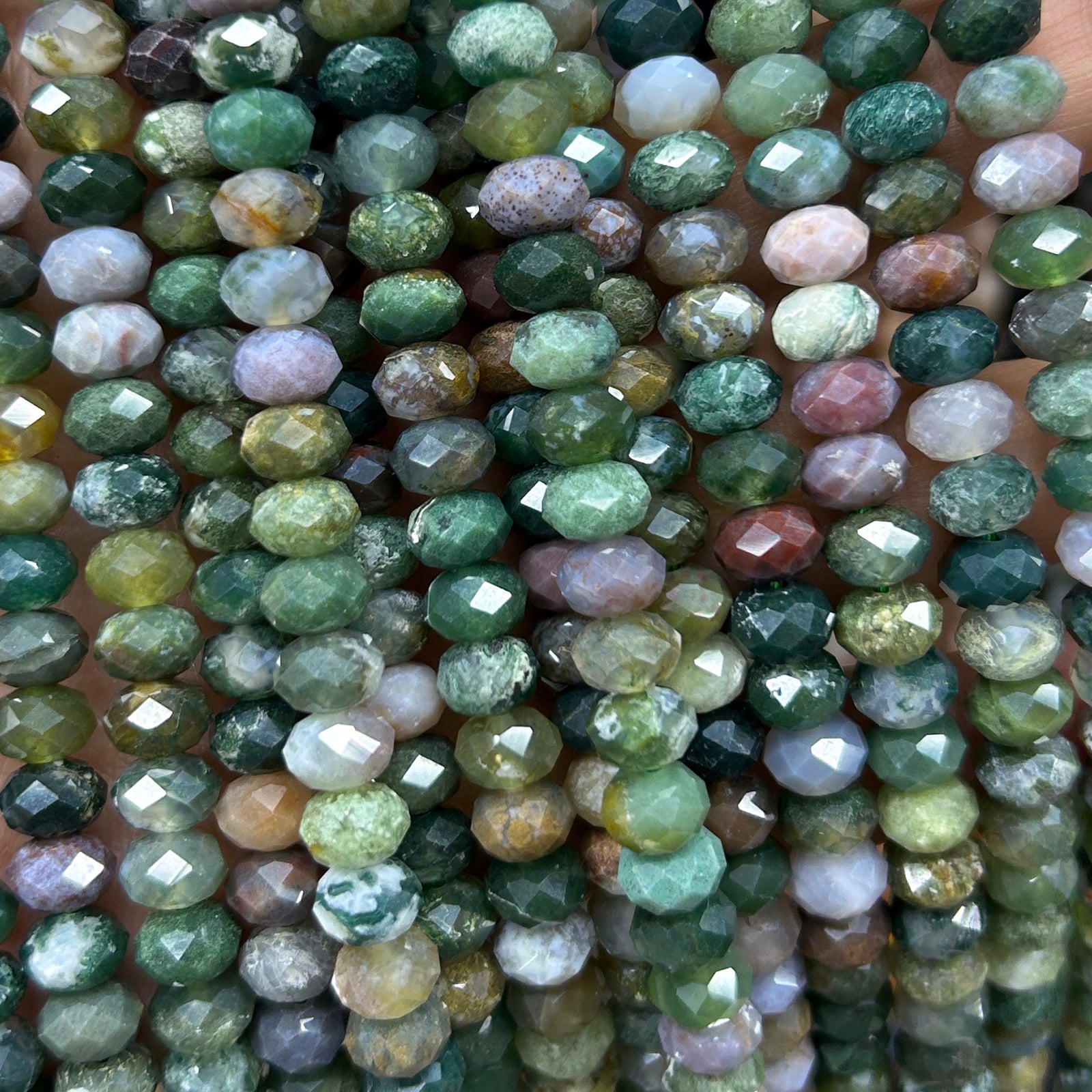 Indian Agate Rondelle Faceted Beads 5x8mm 15''