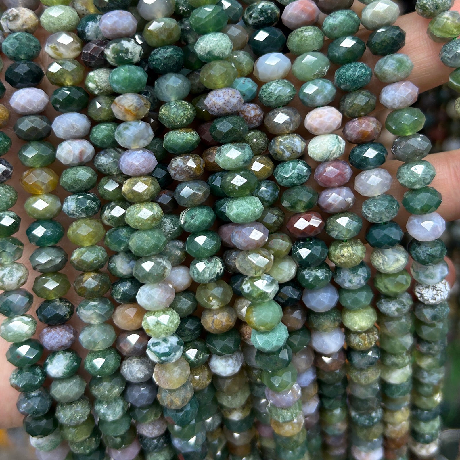 Indian Agate Rondelle Faceted Beads 5x8mm 15''