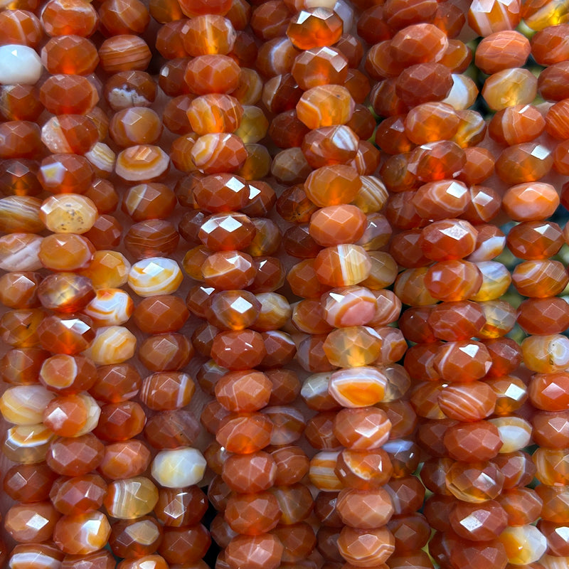 Red Agate Rondelle Faceted Beads 5x8mm 15''