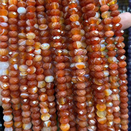 Red Agate Rondelle Faceted Beads 5x8mm 15''