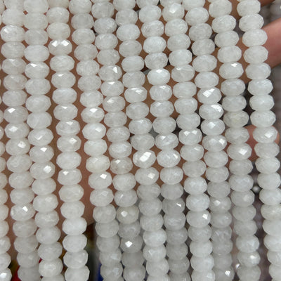 White Jade Rondelle Faceted Beads 5x8mm 15''