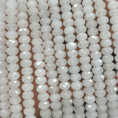 White Jade Rondelle Faceted Beads 5x8mm 15''