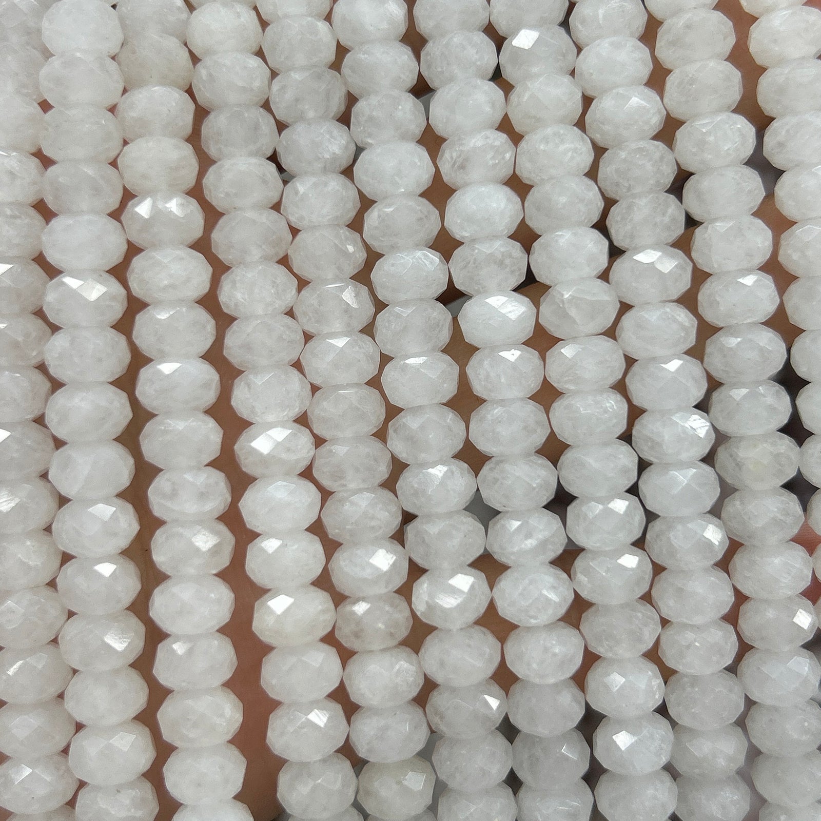 White Jade Rondelle Faceted Beads 5x8mm 15''