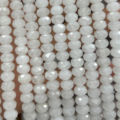 White Jade Rondelle Faceted Beads 5x8mm 15''