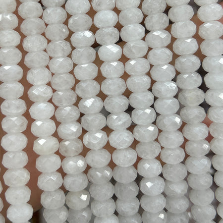 White Jade Rondelle Faceted Beads 5x8mm 15''