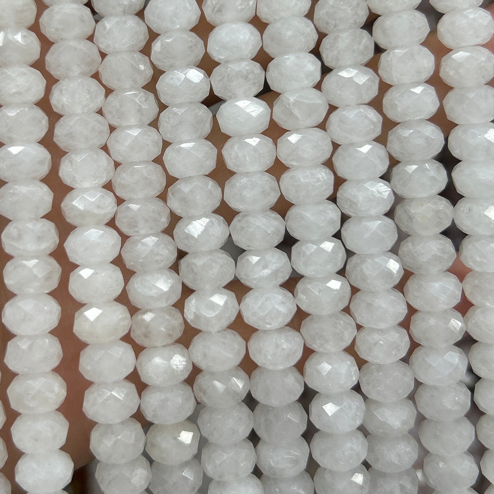 White Jade Rondelle Faceted Beads 5x8mm 15''