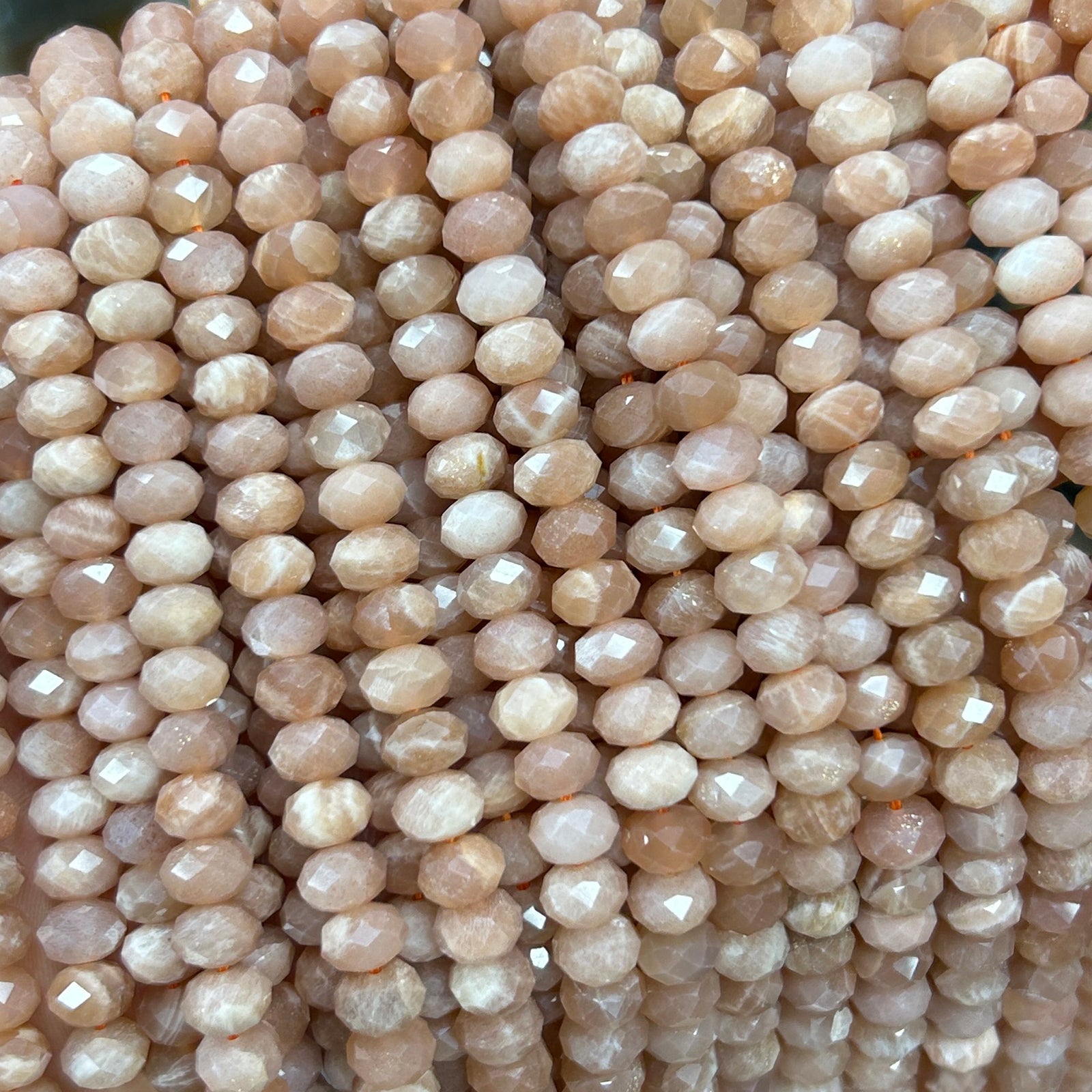 Sunstone Rondelle Faceted Beads 5x8mm 15''