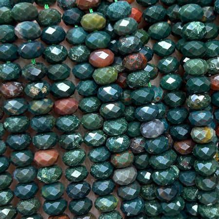 Bloodstone Rondelle Faceted Beads 5x8mm 15''