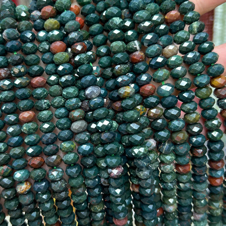 Bloodstone Rondelle Faceted Beads 5x8mm 15''