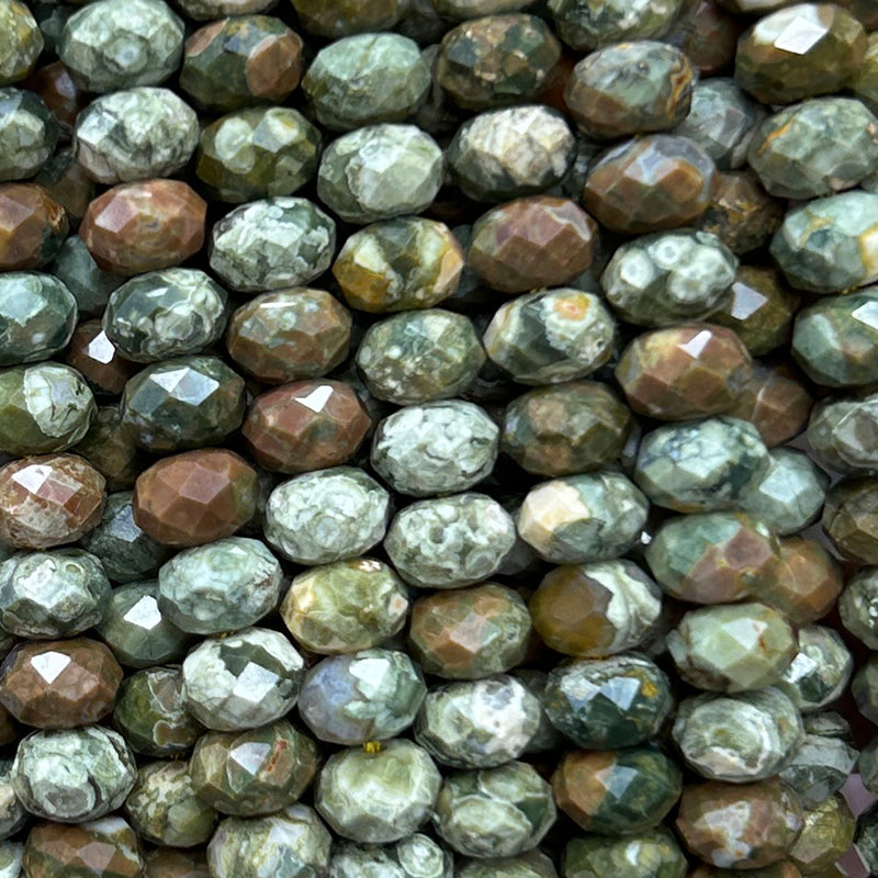 Rhyolite Jasper Rondelle Faceted Beads 5x8mm 15''