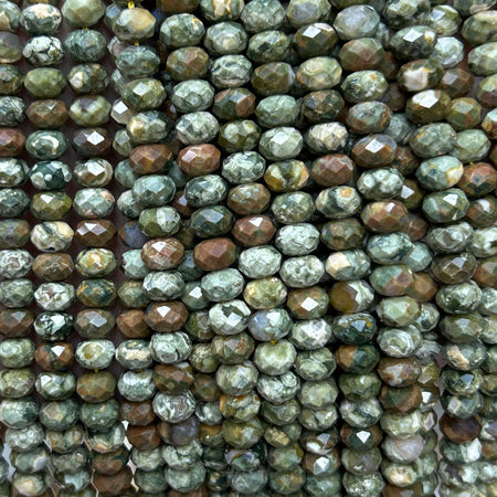 Rhyolite Jasper Rondelle Faceted Beads 5x8mm 15''