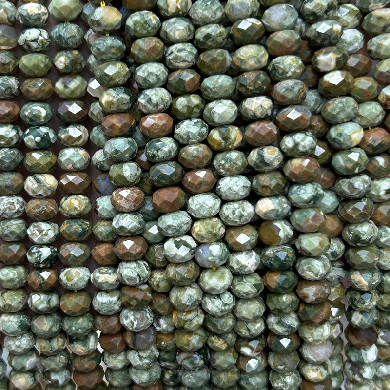 Rhyolite Jasper Rondelle Faceted Beads 5x8mm 15''