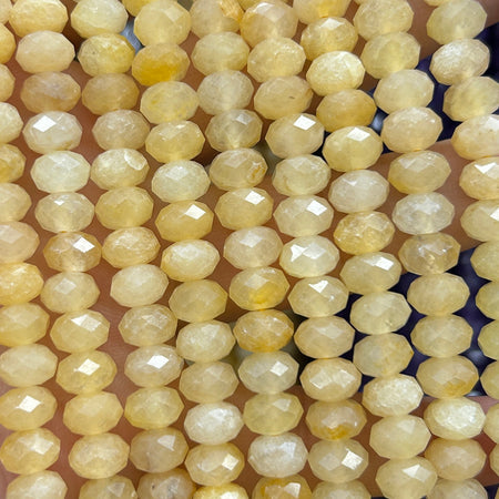 A Yellow Jade Rondelle Faceted Beads 5x8mm 15''