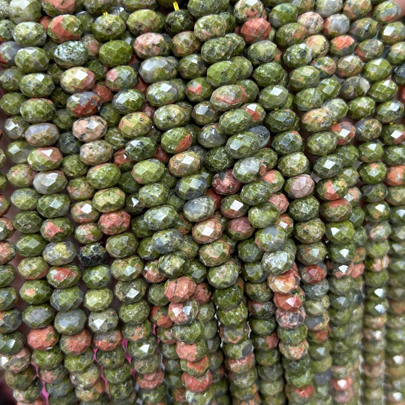 Unakite Rondelle Faceted Beads 5x8mm 15''