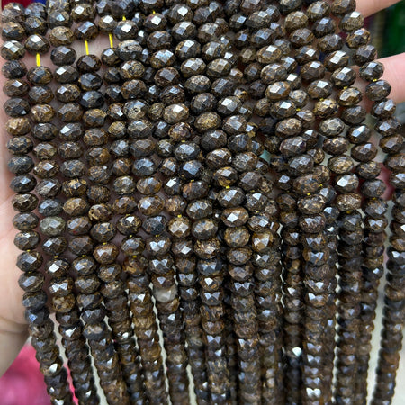 Bronzite Rondelle Faceted Beads 5x8mm 15''