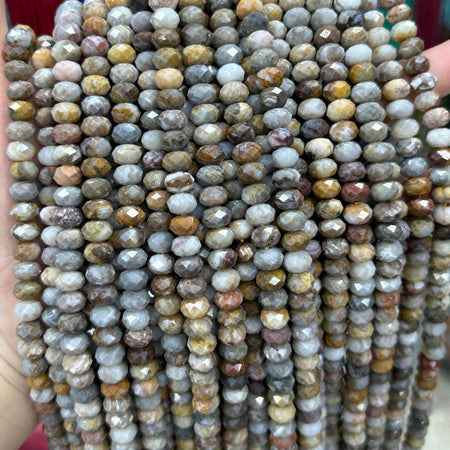 Bamboo Agate Rondelle Faceted Beads 5x8mm 15''