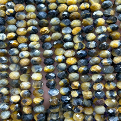 Perles rondelles en œil de tigre jaune, pierres précieuses naturelles, 4 x 6 mm, 5 x 8 mm, 38 cm