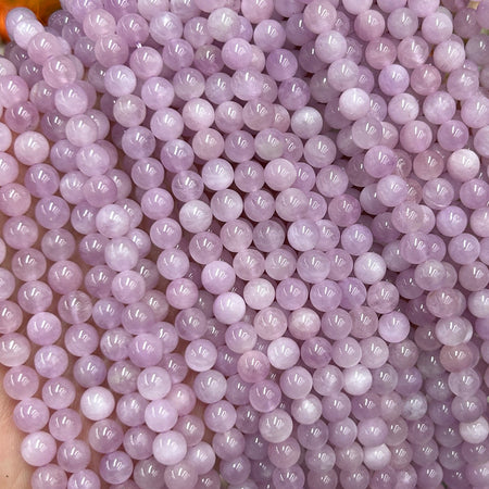 Perles en pierre de kunzite véritable 6 mm, 8 mm, 10 mm, 15 pouces