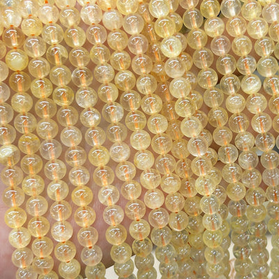 Perles en pierre de citrine véritable, perles en cristal de quartz, 4 mm, 6 mm, 8 mm, 10 mm, 15 pouces