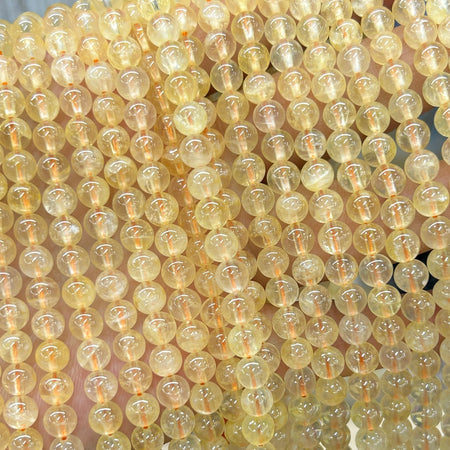 Perles en pierre de citrine véritable, perles en cristal de quartz, 4 mm, 6 mm, 8 mm, 10 mm, 15 pouces
