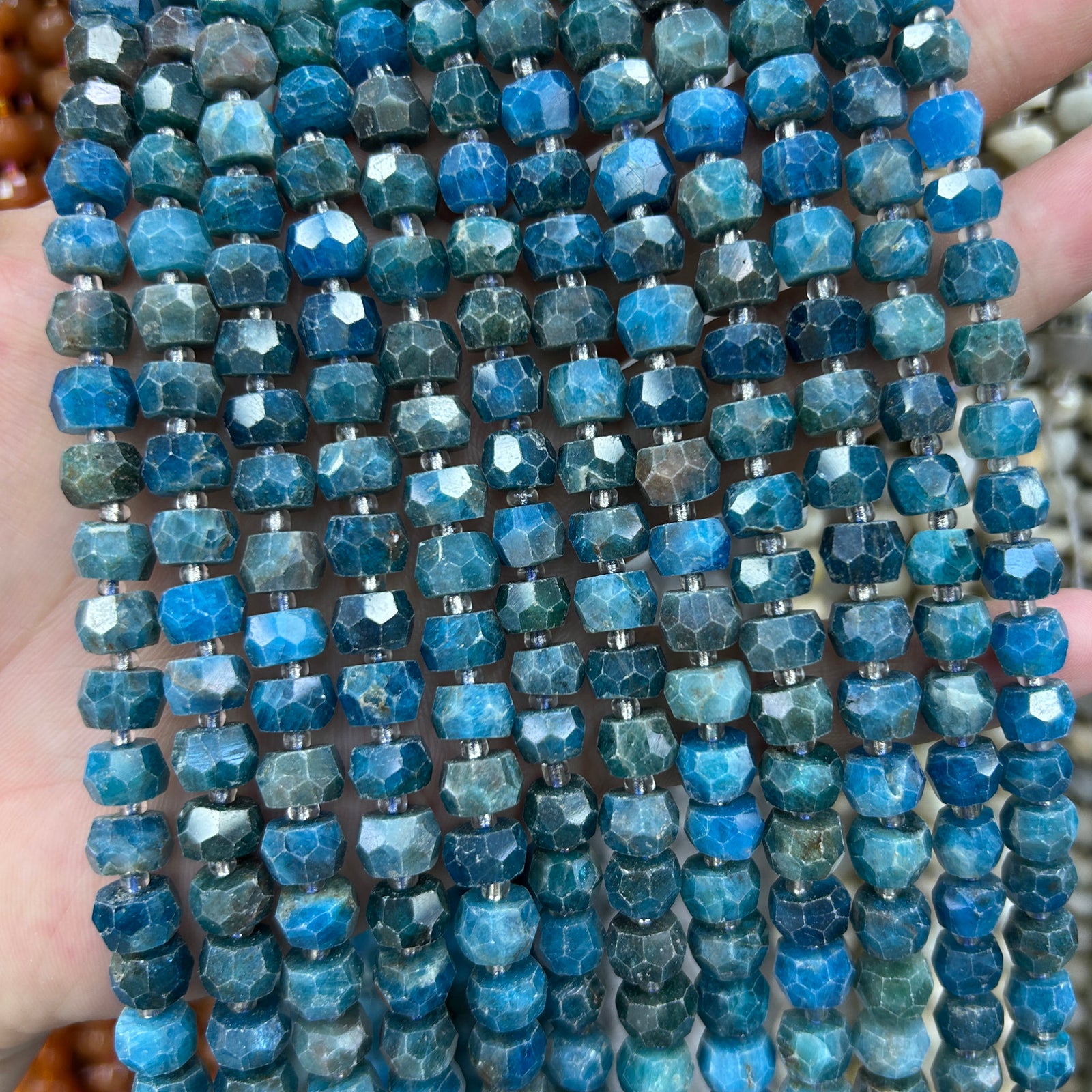 Apatite Rondelle Faceted Beads 6-8mm 9-10mm 15''