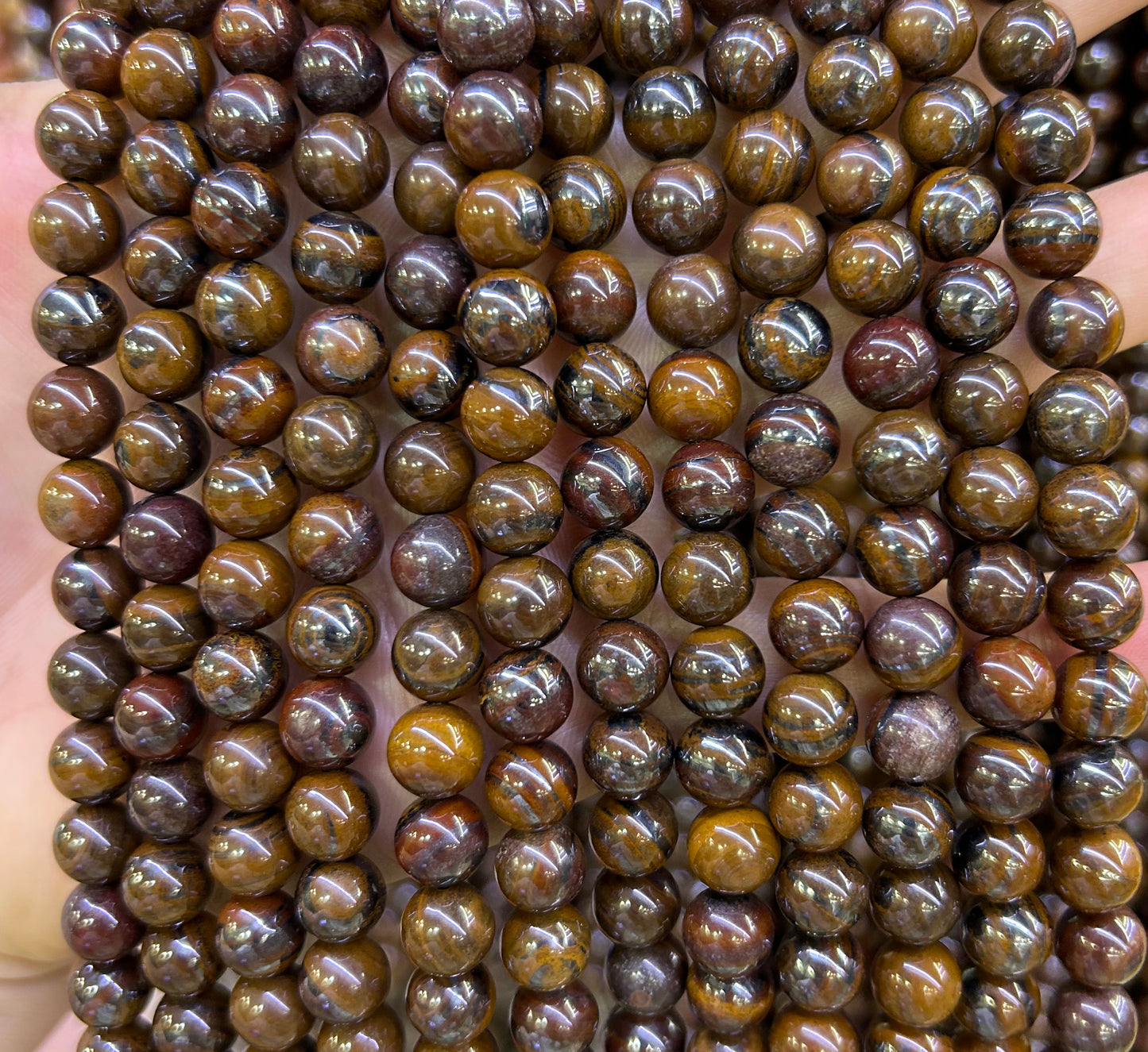 Iron Tiger Eye Beads Natural Gemstone Beads 6mm 8mm 10mm 15''