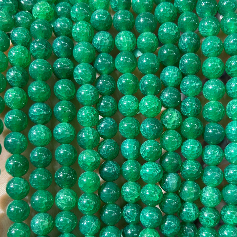 Green Agate Cracked Beads 6mm 8mm 10mm 15''
