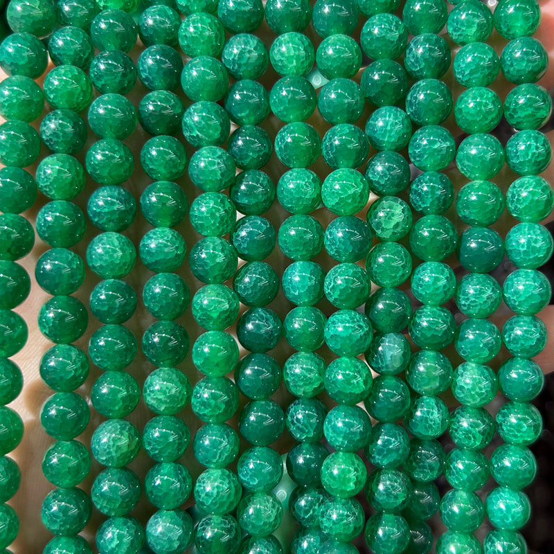 Green Agate Cracked Beads 6mm 8mm 10mm 15''