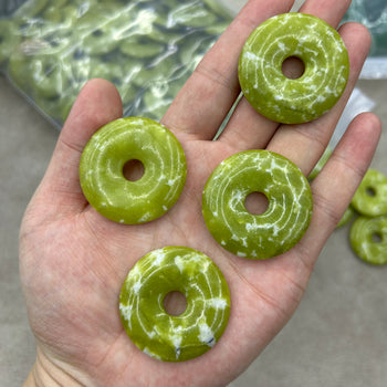 Green Jasper Donut Beads 40mm 1pc