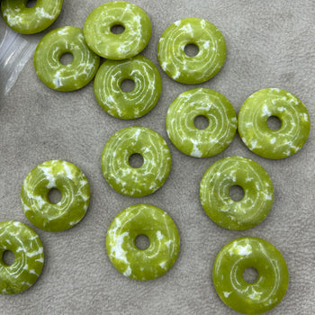 Green Jasper Donut Beads 40mm 1pc
