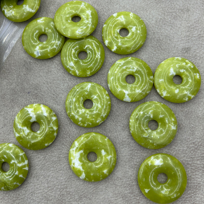 Green Jasper Donut Beads 40mm 1pc