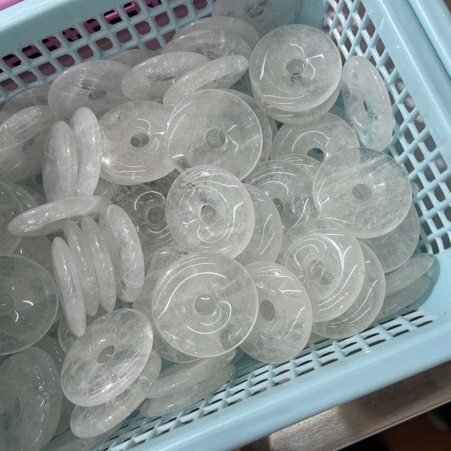 Crystal Quartz Donut Pendant 40mm 1pc