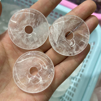 Crystal Quartz Donut Pendant 40mm 1pc