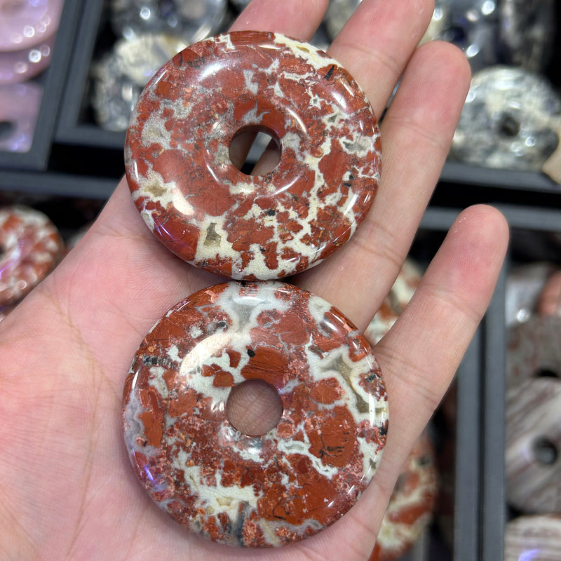 Red Jasper Donut Beads 50mm 1pc