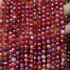 Silver Plated Red Agate Faceted Beads 6mm 8mm 10mm 15''