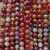 Silver Plated Red Agate Faceted Beads 6mm 8mm 10mm 15''