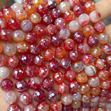 Perles d'agate rayée bleue 4 mm 6 mm 8 mm 10 mm 12 mm 15''