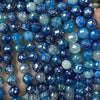 Perles d'agate rayée bleue 4 mm 6 mm 8 mm 10 mm 12 mm 15''