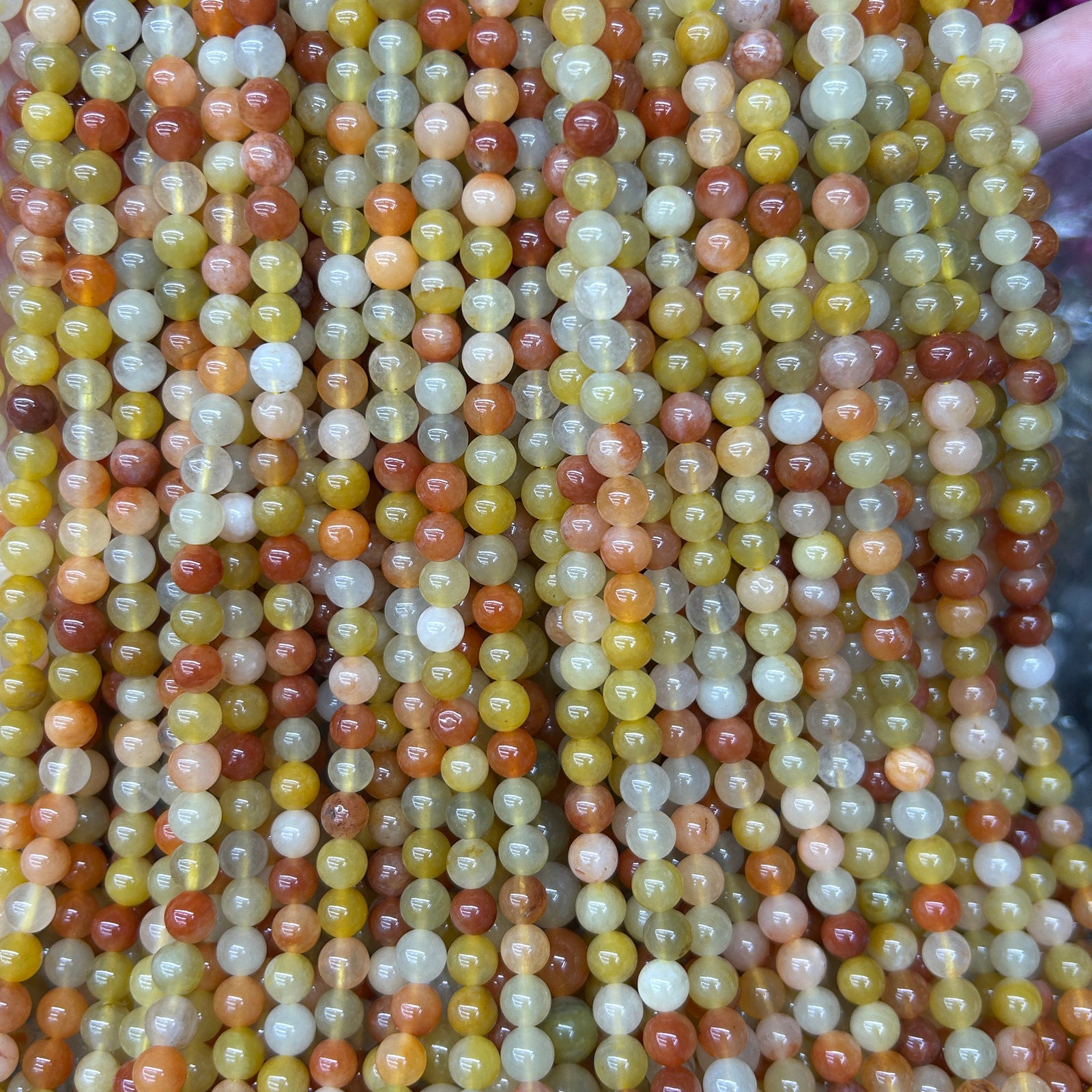 Golden Silk Jade Beads 4mm 6mm 8mm 10mm 15''