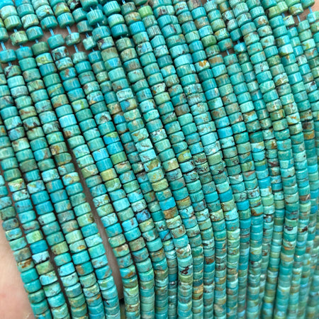 Ægte turkis rundelle perler 3mm 4mm