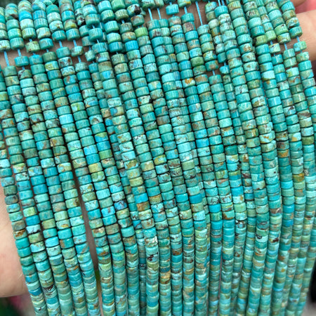 Ægte turkis rundelle perler 3mm 4mm