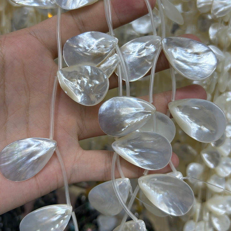 A+ Lilla Grøn Fluorit Dråbeperler 10x14mm 26STK