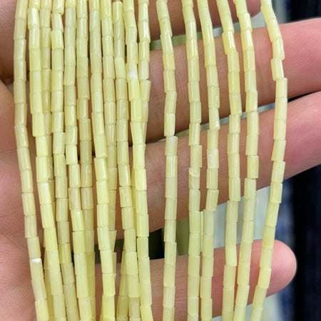 2x4mm Lemon jade Tube Beads 15''