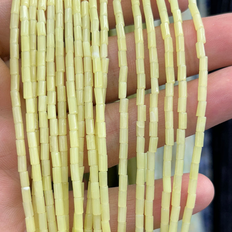2x4mm Lemon jade Tube Beads 15''